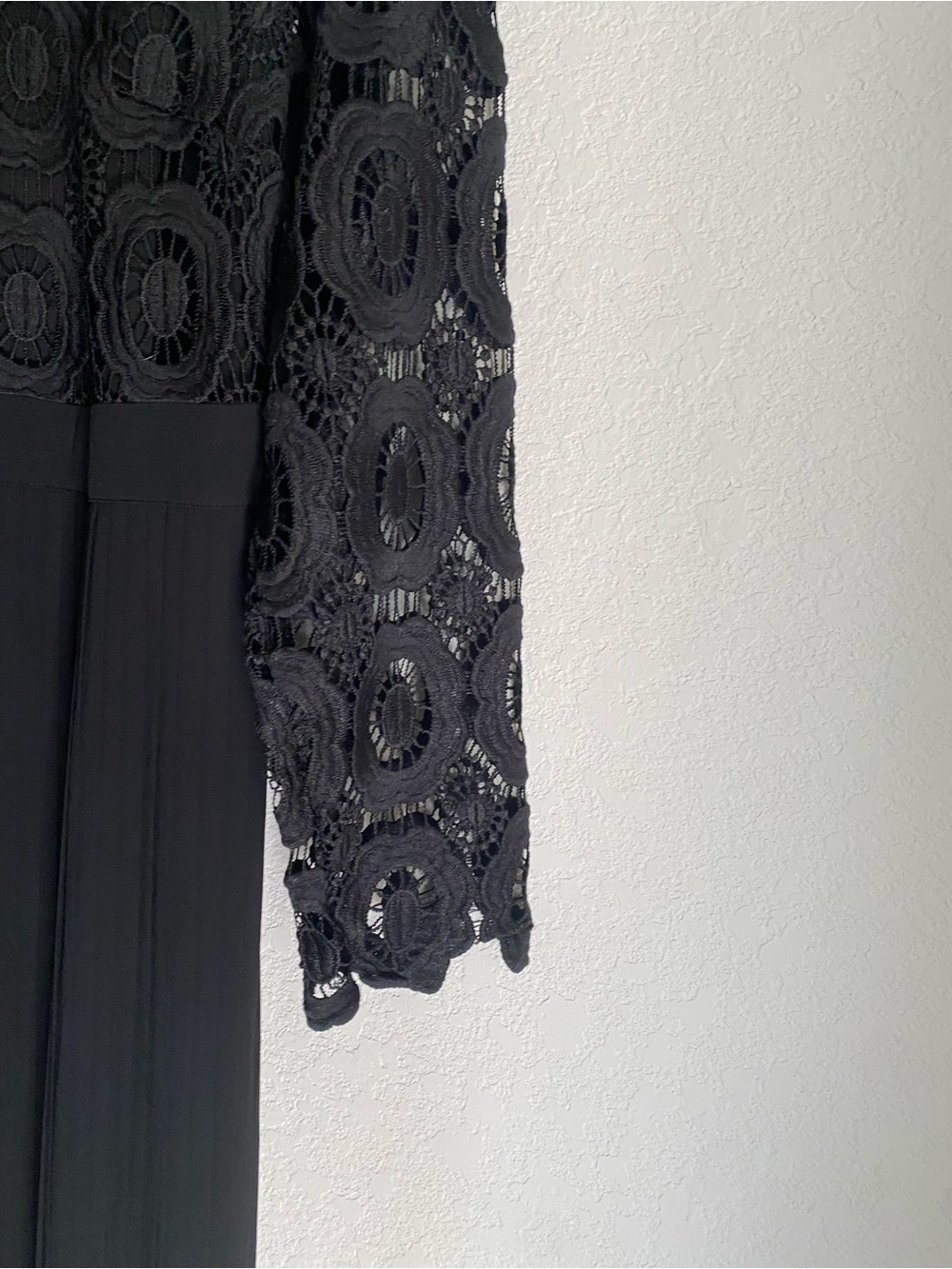 ELOQUII Black Lace Long Sleeves Maxi Pleated Chiffon Skirt Formal Dress 14 New - Picture 7 of 14